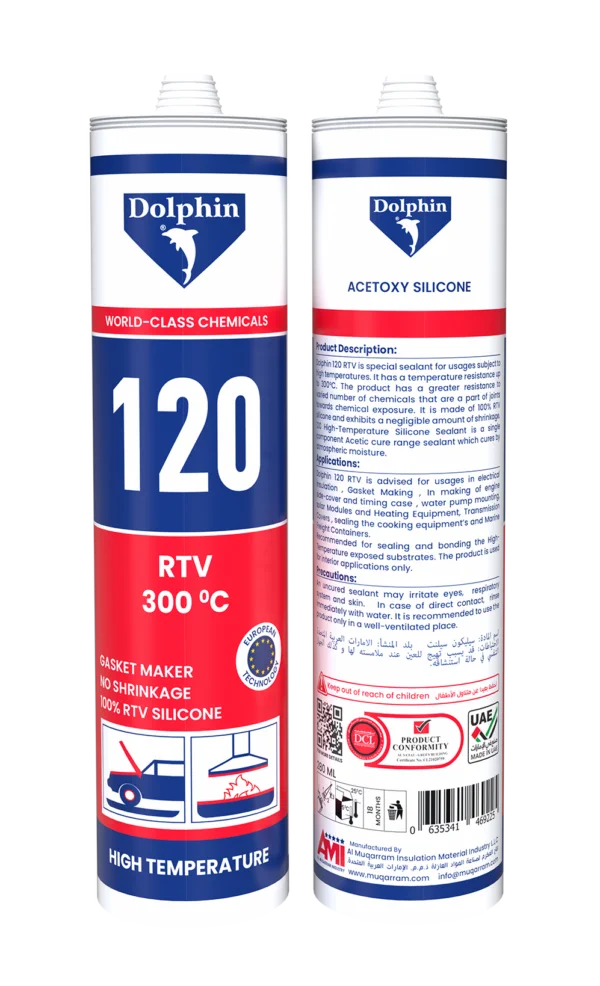 Dolphin, 120 RTV High-Temp Silicone Sealant, 280ml