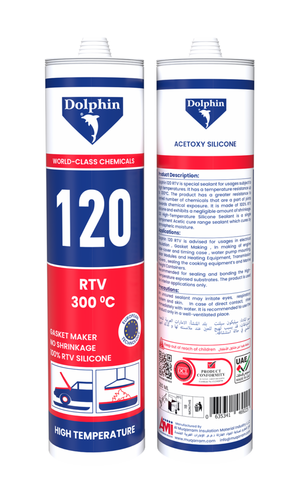 Dolphin, 120 RTV High-Temp Silicone Sealant, 280ml