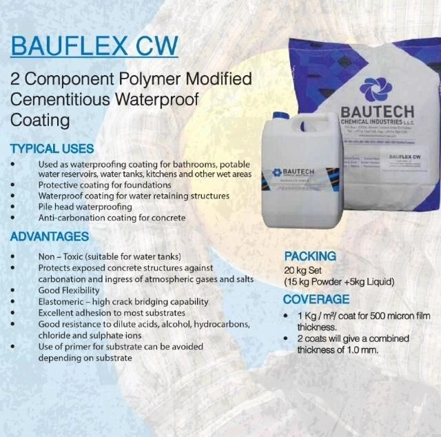 Bautech Bauflex CW Cementitious Waterproof Coating 20kg