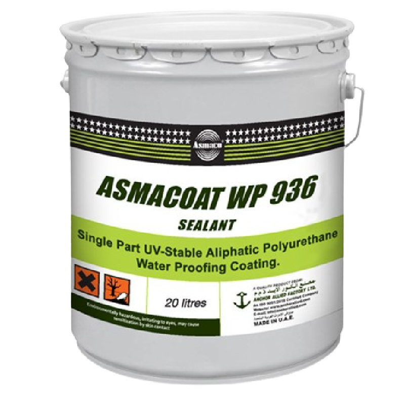 Asmaco Asmacoat WP 936 Single Part UV-Stable Alphatic Polyurothane Water Proofing Coating.