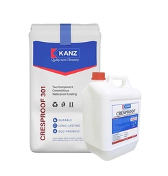 [152] Kanz CRESPROOF 301 (Two component cementitious waterproof coating - 20 kg. Kit) Colour – Dark Grey Part A – 15 Kg Powder Part B – 5 Litre Liquid